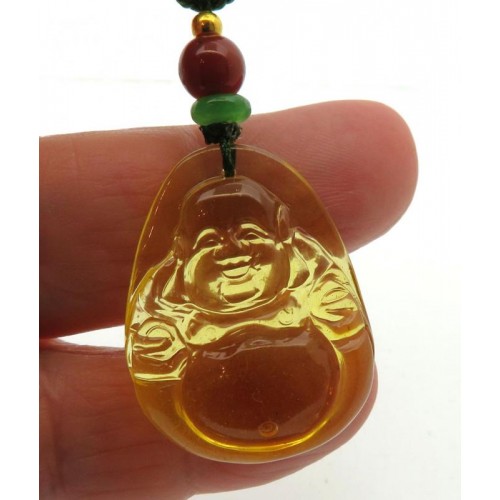 Amber Carved Buddha Pendant 01